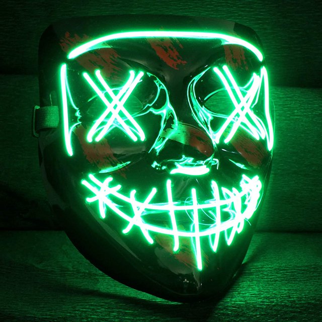 Máscara de purga LED con 3 modos de flash: perfecta como DJ techno | Halloween | Carnaval | carnaval como brillar Electrónica