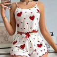 thumbnail image 4 of Conjunto de Pijama de 2 Piezas con Estampado Gráfico para Mujer, Top Corto y Pantalones Cortos de Verano, Conjuntos de Ropa de Dormir Acanalados. y Rojo L, 4 of 6