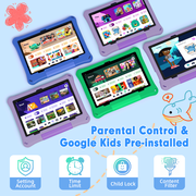 Callsky 10.1 inch Android 15 Kids Tablet, ABCmouse Authorized Learning App, 12GB+64GB, 8-Hour Battery, Parental Controls, Google Kids Space, Purple