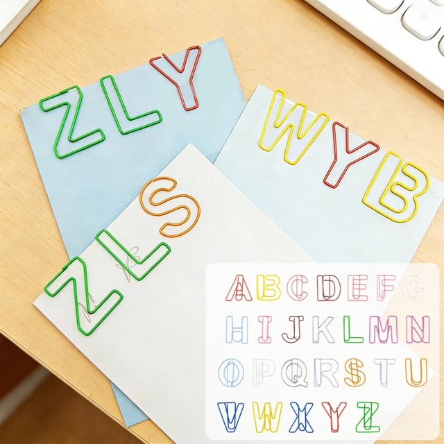 26-Letter Shaped Paper Clips for Office Document Organization and Creative Bookmarking