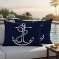 thumbnail image 2 of 2 Pack Outdoor Waterproof Throw Pillows, Nautical Anchor Navy Blue Decorative Rectangle Pillow Case Patio Pillows for Chair Couch Sofa 20x12in, 2 of 9