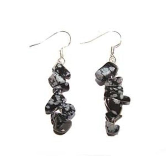 1 3/4 Inches Long Pack Of 5 Pairs Snowflake Obsidian Earrings ForJewelry Making