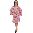 thumbnail image 4 of Bimba Women's Short Kimono Robe Cotton Poplin Floral Print Bridal Nightwear - 4, 4 of 4