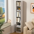 thumbnail image 3 of Bookshelf, 6-Tier Open Bookcase, Corner Bookcase with Storage, Floor Standing Unit, Cloud White, 70.9 Inch Tall, 3 of 9
