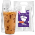 thumbnail image 1 of Berry Hip 50 Vasos de Plastico con Tapa con Boquilla Transparentes de 24 oz (710 ml), Desechables, Vasos Perfectos para Llevar Café, Chocolate, Bebidas Frias, Batidos Best Trading VTB24-1, 1 of 5