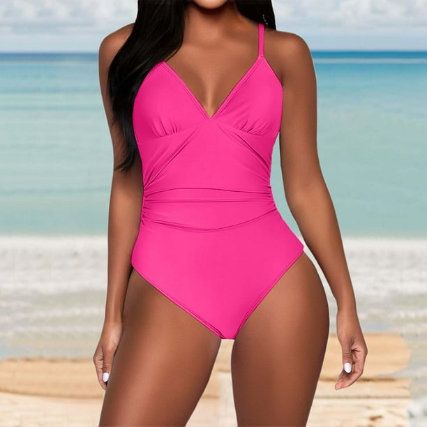 WILLBEST Traje de Baño Mujer 2 Piezas Traje de Baño Bikini de Color Sólido para Mujer con Tirantes Ajustables y Diseño de Espalda Abierta Traje de Baño de Playa Elegante para Verano