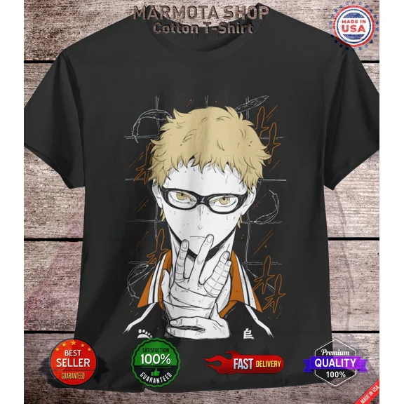 RARE Kei Tsukishima Haikyuu T-Shirt Hinata Shoyo Anime Japanese Tee Shirt Volleyball