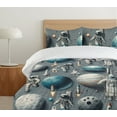 thumbnail image 4 of Ambesonne Astronaut Duvet Cover Set, Spaceman Rocket Planets, Twin, Blue Grey Sea Blue Cocoa, 4 of 4