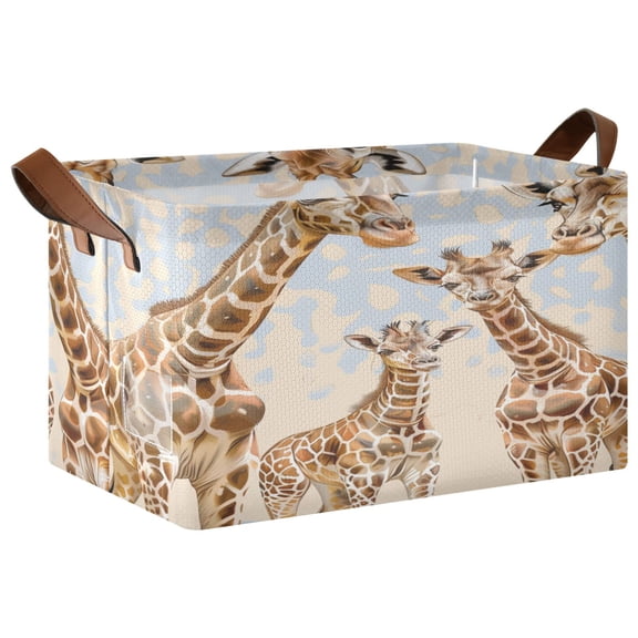Ryvnso Giraffe Family Storage Bins Large Basket Foldable Cube Toys Organizer with Handles 1 PC