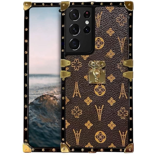 Funda para Samsung Galaxy S21 Ultra, Samsung S21 Ultra Case 5G, diseño de calidad de piel trasera delgada para Samsung S21 Ultra en 6,8 pulgadas (marrón)