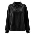 thumbnail image 5 of Dagugfen Sweatshirts for Women Velvet Fuzzy Fleece Quarter Zip Lapel Neck Comfy Breathable Soft Casual Pullover Shirts(S,Black), 5 of 5