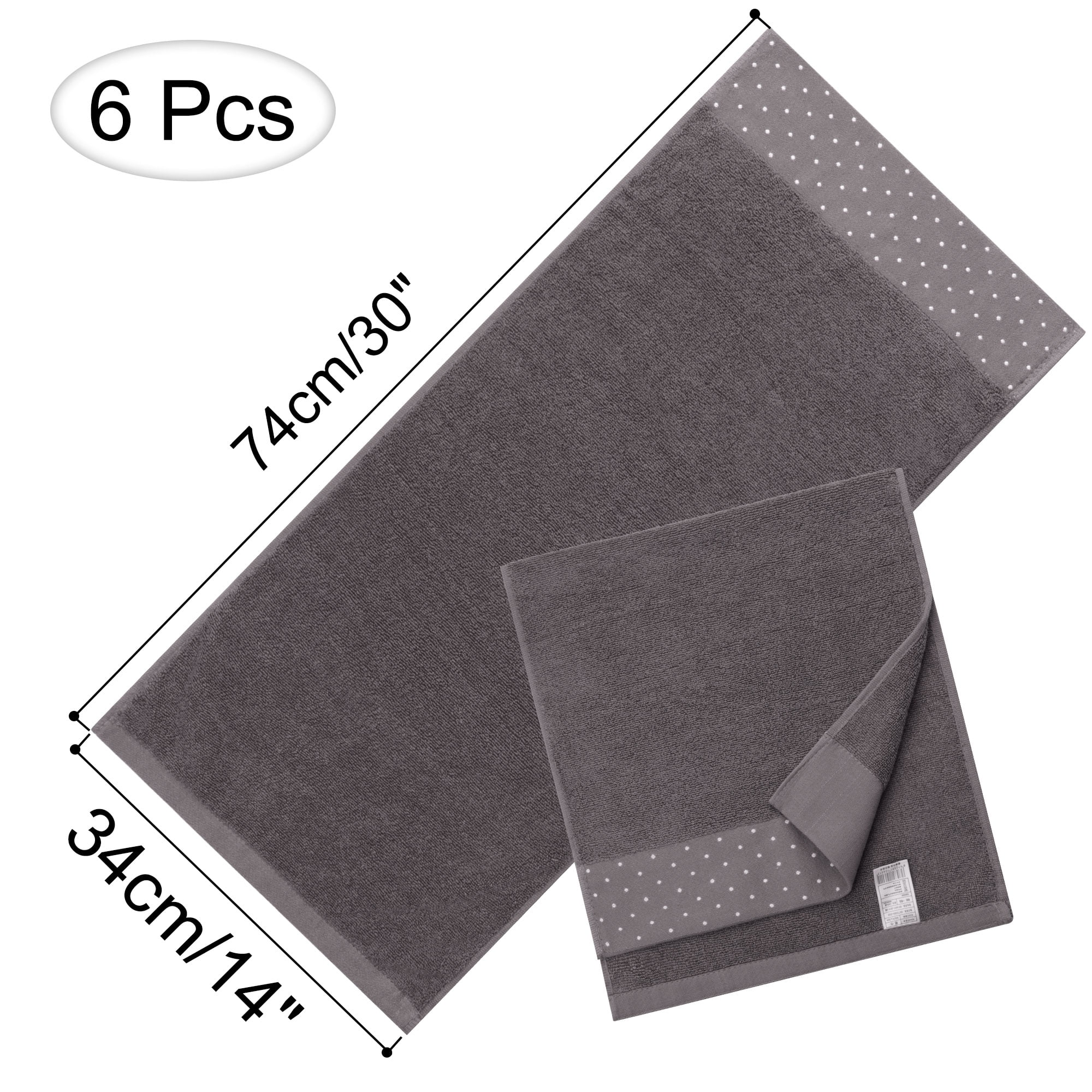 PiccoCasa 6 Pack Cotton Soft Hand Towel Set 14" x 30"for Bathroom Taupe Gray