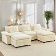thumbnail image 1 of Puremind 118" Oversized Modular Sectional Sofa, Chenille U Shaped Cloud Couch, 30" Deep Seat Couch with Movable Ottomans for Living Room/Apartment, Beige, 1 of 6