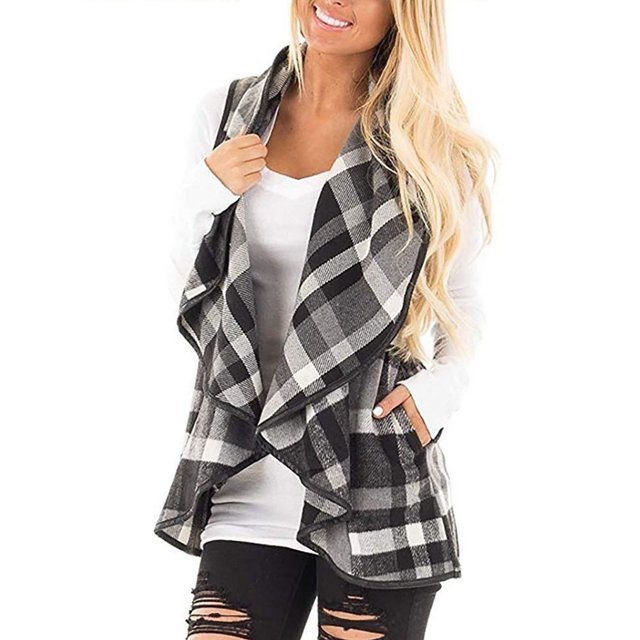 Sleeveless Cardigan, Sleeveless Jacket Skin Friendly Printed Pattern For Women For Indoor Red,Plaid