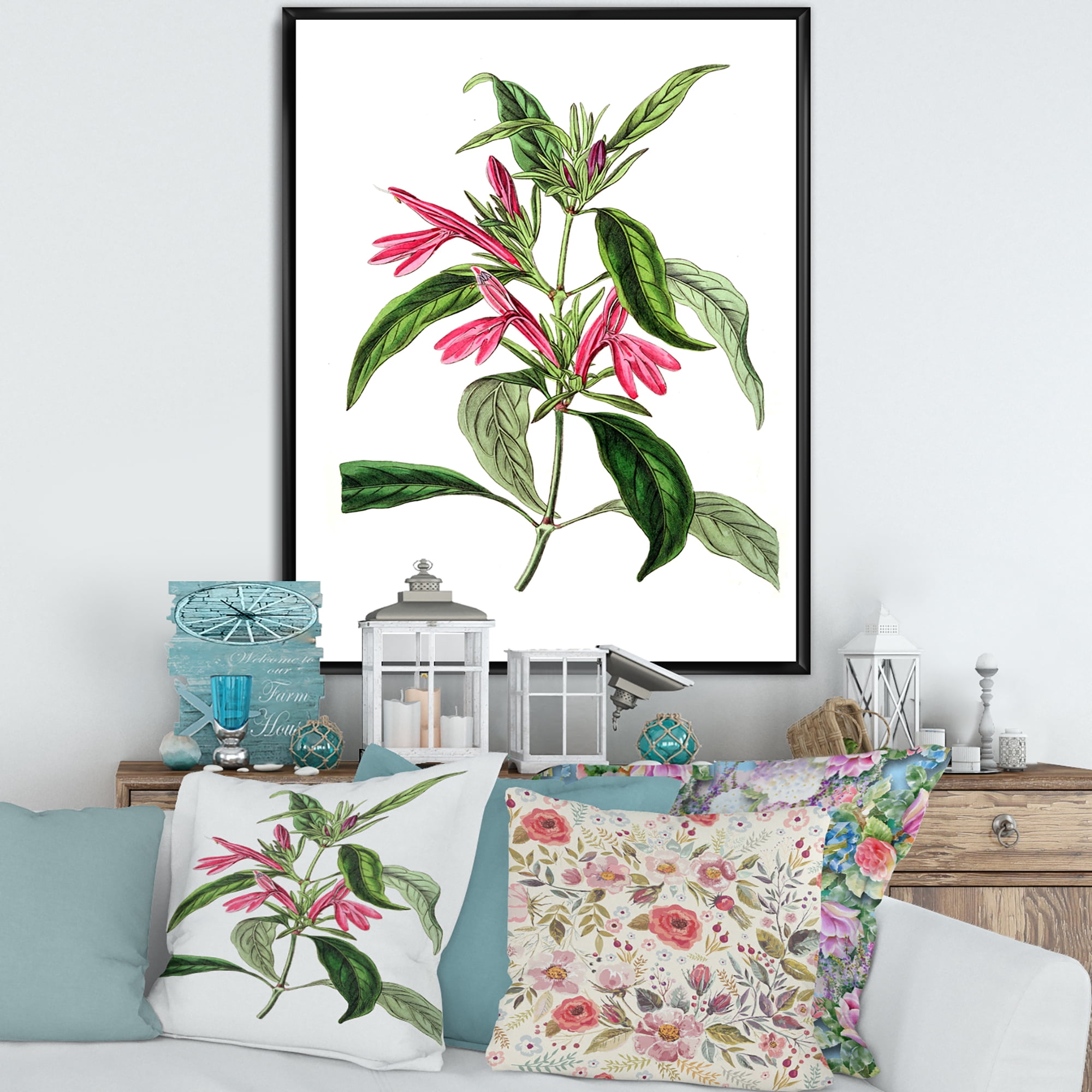 Designart 'Ancient American Flora VII' Traditional Framed Canvas Wall Art Print