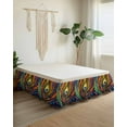 thumbnail image 2 of Colorful Peacock Bed Skirt King Size 18" Drop Boho Abstract Feathers Polka Dots Ruffled Wrap Around Bed Skirts Adjustable Elastic Bedskirt Dust Ruffle for King Size Bed, 2 of 7