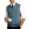 thumbnail image 4 of Men's Sweater Vest Dress Knit V Neck Button Sleeveless Casual Cardigan Sweaters Blue L, 4 of 7