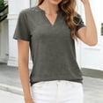 thumbnail image 5 of CYMMPU Women's Summer Solid Color Loose V Neck Short Sleeve T-Shirt, Casual Soft Lightweight Everyday Wear Blouse Gray XXL, 5 of 8