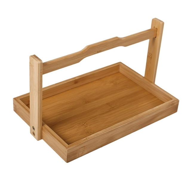 Cesta de comida, bandeja de madera para servir, cesta Rectangular para comida, aperitivos, pan, contenedor de almacenamiento con asa para restaurante, SG