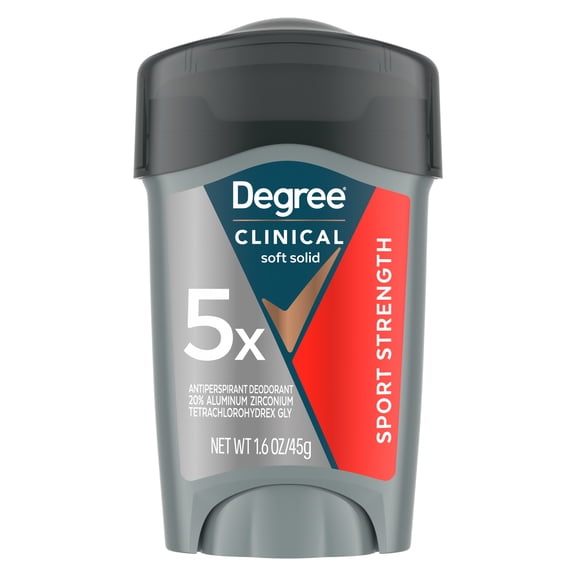 Degree Men Clinical Strength Antiperspirant Deodorant 96-Hour Sweat and Odor Protection Sport Strength Soft Solid 5x Types of Sweat, 1.6 oz