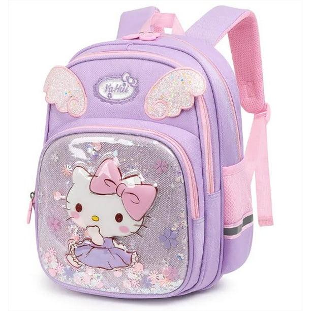 Mochila escolar TQP Original Sanrio Hello Kitty Kawaii Morado para niña