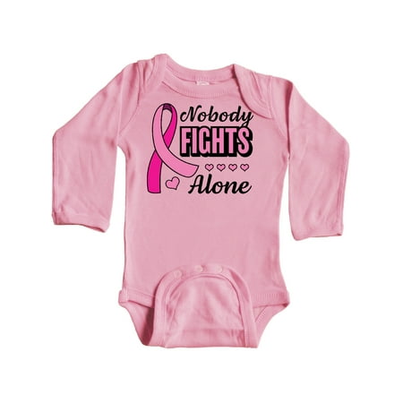 

Inktastic Breast Cancer Awareness Nobody Fights Alone Pink Ribbon Gift Baby Boy or Baby Girl Long Sleeve Bodysuit