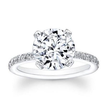 Harry Chad Enterprises 64442 Diamond 14K White Gold Jewelry 1.20 CT Solitaire Ring with Accents, Size 6.5