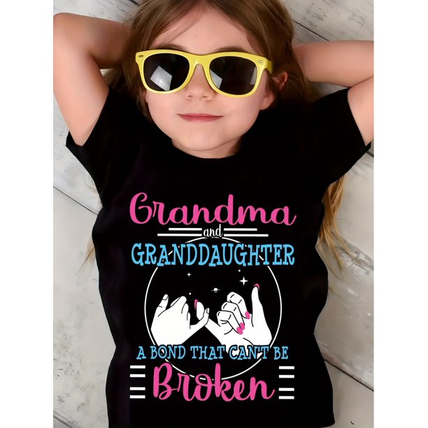 "Abuela y Nieta" - Bonita camiseta de verano para niña, informal, de manga corta con divertido estampado de letras, de poliéster transpirable