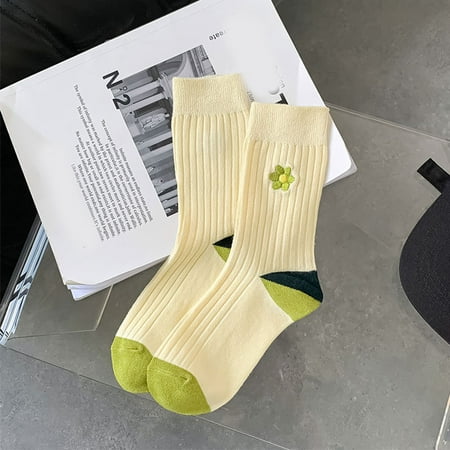 

ERTUTUYI Womens To Keep Warm Sock Stripe Lightweight Cotton Socks White