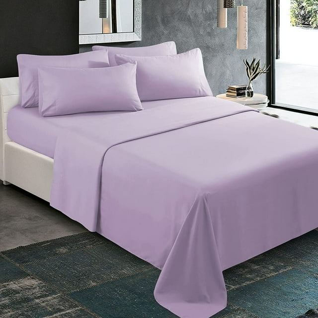 300 Thread Count 100% Egyptian Cotton 4-Piece Bed Sheet Set (1 Flat, 1 Fitted Sheet, 2 Pillow Covers) 24 Inches Deep Pocket Solid Pattern