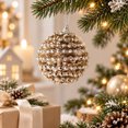 thumbnail image 5 of 3PC Christmas Hanging Ornaments Christmas Ball Ornaments Decorative Hanging Pendants, Champagne Glitter Shatterproof Baubles with Pearl Sequin Finishes for Xmas Tree 3.15Inch, 5 of 5