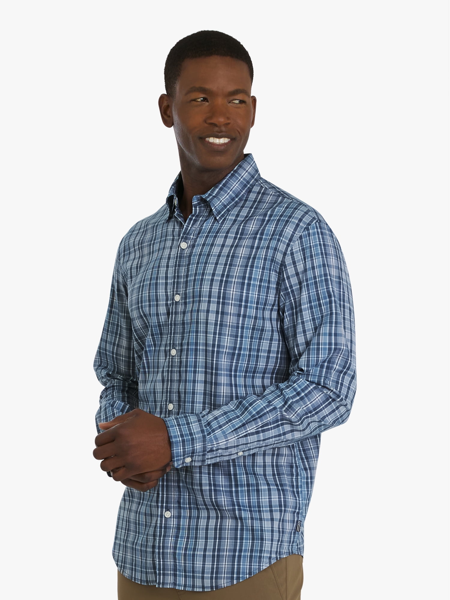 Chaps Men's & Big Men's Long Sleeve Flex Twill Yarn-Dye Woven Shirt, Sizes S-3XL