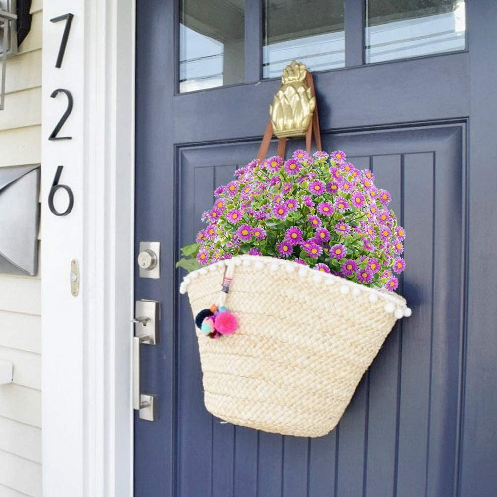6 Bundles Artificial Daisy Flowers Outdoor Fake Flowers for Decoration No Fade Faux Plastic Flower Garden Porch Window Box Décor (Yellow)