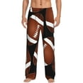 thumbnail image 2 of Picia Brown Football On Black Mens Soft Woven Cotton Elastic Waistband Sleep Pajama Pant Lounge Sleep Pant With Pockets And Drawstring-Large, 2 of 9