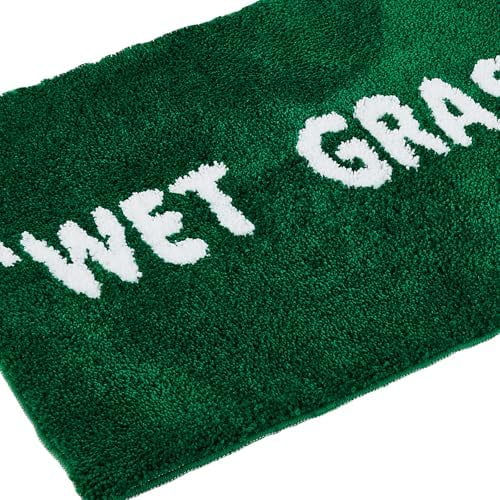 Wet Grassy Rug, Non-Slip Wet Grassy Green Carpet, Aesthetic Area Grass Rug, Cool Rugs for Men, Flocked Machine Washable Floor Mat for Living Room, Bedroom, Kitchen, Home Decor