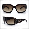 thumbnail image 4 of SA106 Womens Oversized Rectangle Sunglasses Rhinestone Treble Clef Music Motif Arms Tortoise Frame - Gradient Brown Lens, 4 of 6