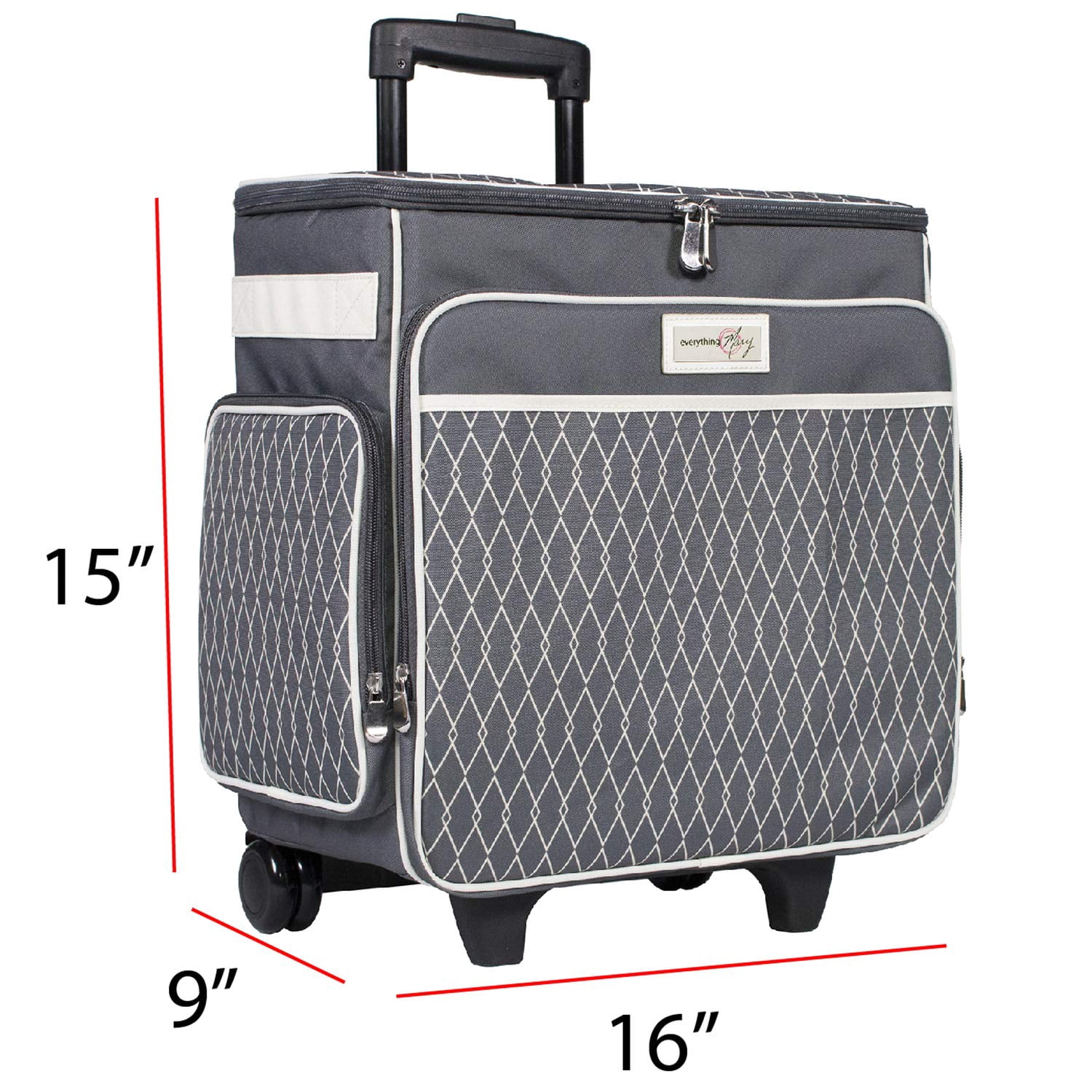 Luxja Rolling Scrapbook Tote Bag With Detachable Cart – Gray, Patented Design, Multiple Pockets For 12x12 Albums