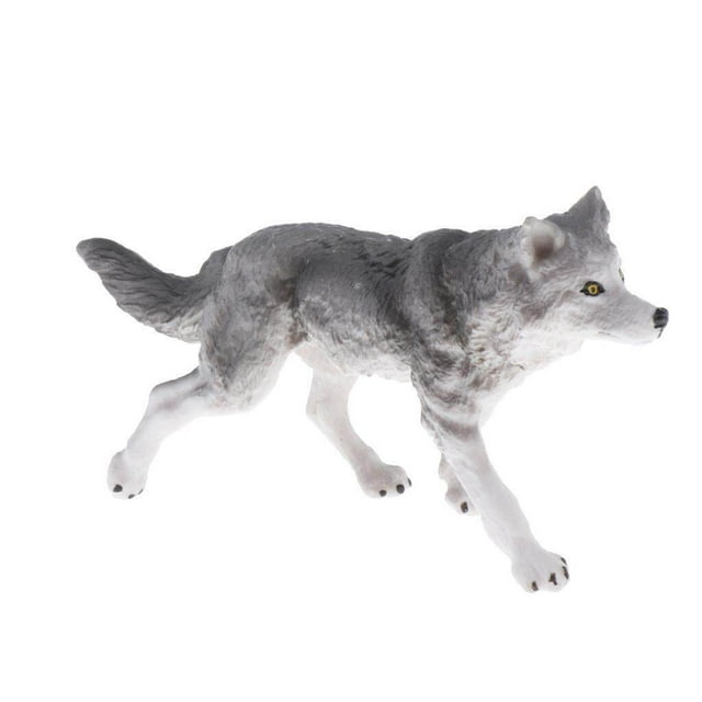 Modèle d'Animaux de Simulation Jouet Éducatif pour Enfants Décoration Loup Gris