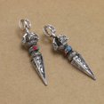 thumbnail image 2 of 2pcs Buddhist Vajra Dorje Phurba Pendant 3D Dagger Amulet Protection Meditation Yoga Necklace Pendant (Antique Silver), 2 of 3