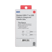 onn 10ft USB-C to USB-A Braided Charging Cable, USB-IF Certified, Black - Compatible with iPhone 17/16/15 Series, Samsung Galaxy, Note, Pixel Devices iPad Pro, More