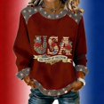 thumbnail image 2 of Women’s Long Sleeve Crewneck Top USA Graphic Print Casual Loose Fit Pullover Sweatshirt 250 Years of Freedom Design Wine M, 2 of 3