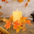 Fall Candle Rings Wreaths, Artificial Maple Leaf Candle Ring for Pillar