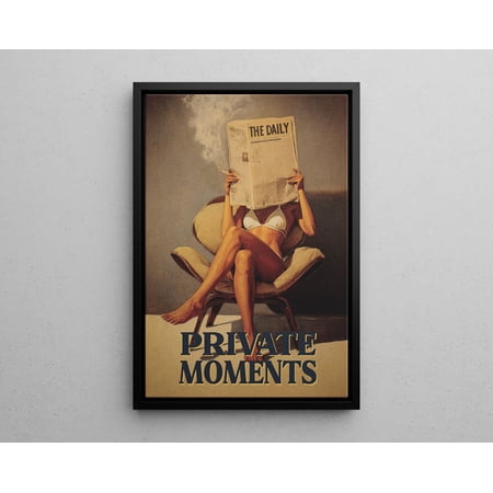 Private Moments Vintage Wall Art Poster, Retro Bikini Smoking Girl Print, 70s Typography Decor, Mancave Aesthetic Artwork 4 Sizes, Unframed Poster
