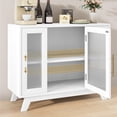 thumbnail image 3 of Ataucjin Sideboard Buffet Cabinet with Storage, Accent 36'' Storage Cabinet with Fluted Glass Door and Adjustable Shelf, White Coffee Bar Cabinet with Storage for Kitchen, Living Room, 3 of 8