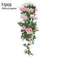 thumbnail image 1 of Guirnalda de rosas artificiales, simulación de flores, vid, decoración floral, colgante de pared, plástico, flor falsa, ratán, rosa kenally HA8441-06B, 1 of 6