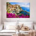 thumbnail image 2 of Elephant Stock Pleasant Manarola Village Wall Art - Horizontal Canvas Wall Art - Living Room Wall Decor - Nature Canvas - Pink And Blue Decor - 51" x 34", 2 of 4
