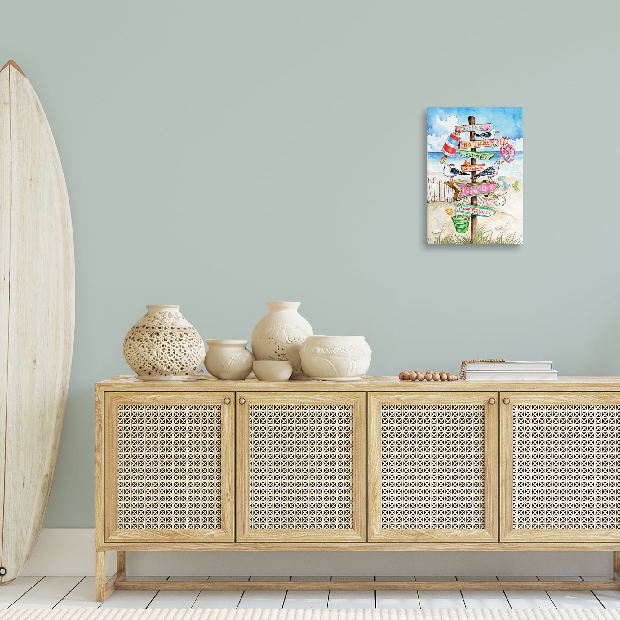 Stupell Industries Seaside Rules Signs Nautical & Beach Painting Wrapped Canvas Art Print Wall Art, 16 x 24