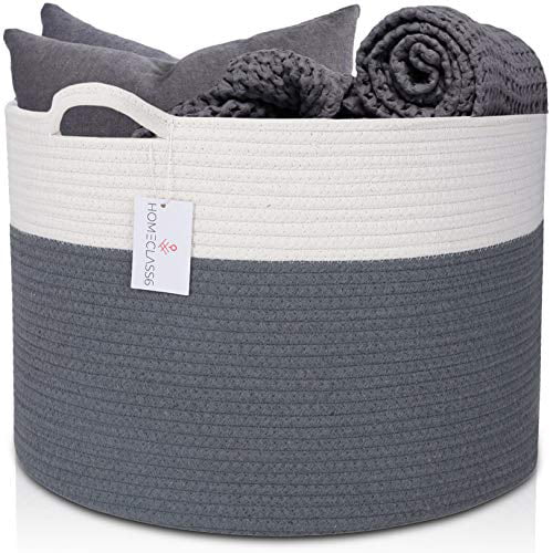 Decorative Floor Basket Woven Baby Laundry Basket Living Room Grey Basket Extra Large XXXL Rope Woven Baskets for Storage with Handles 20x 13.3 Laundry Basket for Blankets Toys