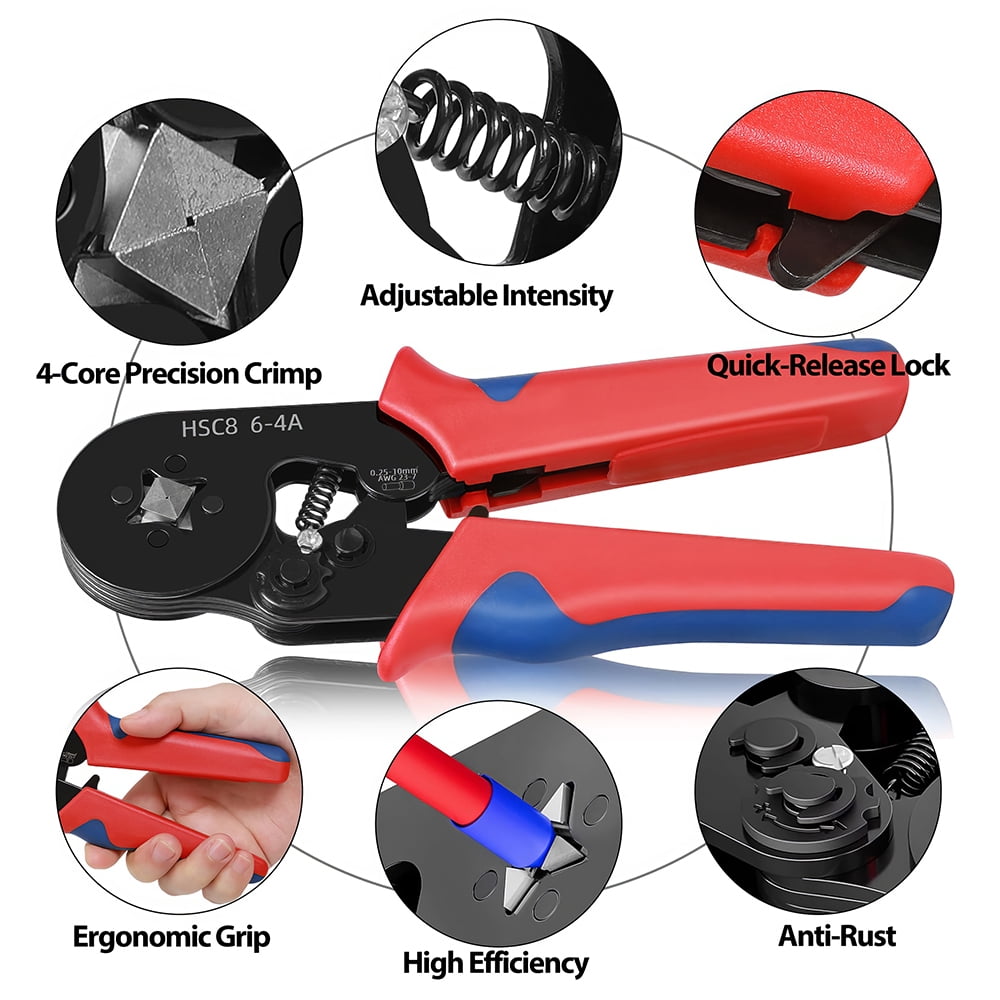 PEPWELL Ferrule Crimping Tool Kit - 1200PCS Wire Ferrules (AWG 23-7) with Self-Adjusting Ratchet Crimper Plier, Wire Ends Terminals Connectors Set for Electrical Wiring, Automotive, Audio, DIY