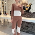 thumbnail image 5 of Uaswgudfs Women's Cozy V - Neck Loose Fit Long Sleeve Thermal Pajama Set, Soft Comfortable Nightwear for Women, 5 of 6